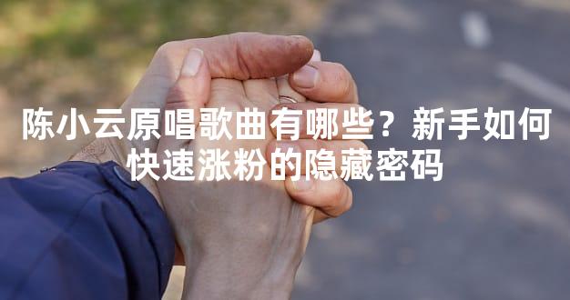 陈小云原唱歌曲有哪些？新手如何快速涨粉的隐藏密码